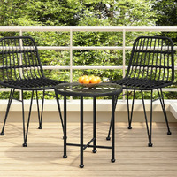 vidaXL Dining Table Black 19.7"Tempered Glass and Steel