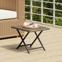 vidaXL Folding Table Gray 17.7"x13.8"x12.6" Poly Rattan