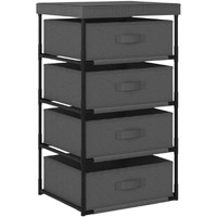 vidaXL Storage Rack with 4 Fabric Baskets Steel Gray