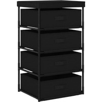 vidaXL Storage Rack with 4 Fabric Baskets Steel Black