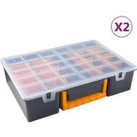 vidaXL Assortment Boxes 2 pcs with Removable Dividers 14.2"x9.8"x3.3" PP
