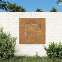vidaXL Patio Wall Decoration 21.7"x21.7" Corten Steel Buddha Head Design