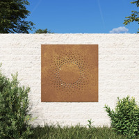 vidaXL Patio Wall Decoration 21.7"x21.7" Corten Steel Sun Design