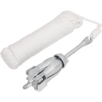 vidaXL Folding Anchor with Rope Silver 5.5 lb Malleable Iron