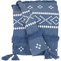 Parkland Collection Transitional Stripes and Dots Blue 50" x 60" Throw