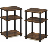 Just 3-Tier Turn-N-Tube End Table, 2-Pack, Amber Pine/Black