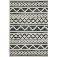3 X 5 Blue and Beige geometric Stain Resistant Indoor Outdoor Area Rug