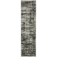 2 X 7 Beige and Black Abstract Stain Resistant Indoor Outdoor Area Rug