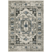 3 X 5 Blue and Beige Oriental Stain Resistant Indoor Outdoor Area Rug