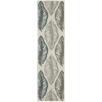 2 X 7 Beige Floral Stain Resistant Indoor Outdoor Area Rug