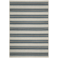 3 X 5 Blue and Beige geometric Stain Resistant Indoor Outdoor Area Rug