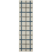 2 X 7 Blue and Beige geometric Stain Resistant Indoor Outdoor Area Rug