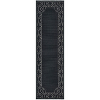 2 X 8 Black and Ivory Stain Resistant Indoor Outdoor Area Rug