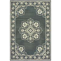 2 X 4 gray and Ivory Oriental Stain Resistant Indoor Outdoor Area Rug