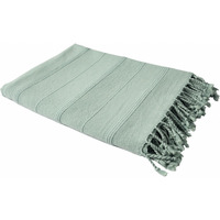 green Woven cotton Striped Throw Blanket