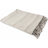 Beige Woven cotton Striped Throw Blanket