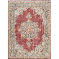 2' x 3' Blue and Yellow Medallion Power Loom Distressed Area Rug