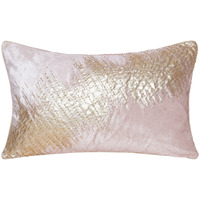 16" X 24" Gold Abstract Polyester Zippered Pillow With Beads