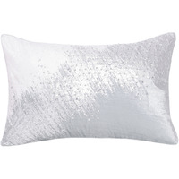 16" X 24" Ivory Abstract Polyester Zippered Pillow With Beads