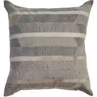 20" X 20" Gray Chevron Wool Blend Zippered Down Pillow