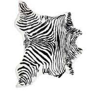 4' x 5' Black and White Faux Fur Printed Area Rug