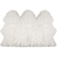 3' X 5' Off White Faux Sheepskin Printed Area Rug