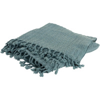 Teal Blue Knitted 100% Cotton Throw Blanket