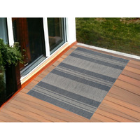 2' X 3' Blue and Gray Striped Stain Resistant Indoor Outdoor Area Rug