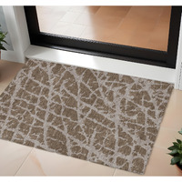 2' X 3' Brown Abstract Washable Non Skid Indoor Outdoor Area Rug