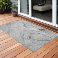 2' X 3' Gray Abstract Washable Non Skid Indoor Outdoor Area Rug