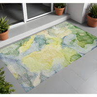 2' X 3' Yellow Abstract Washable Non Skid Indoor Outdoor Area Rug