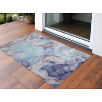 2' X 3' Blue Abstract Washable Non Skid Indoor Outdoor Area Rug