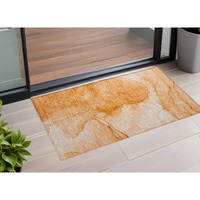 2' X 3' Orange Abstract Washable Non Skid Indoor Outdoor Area Rug