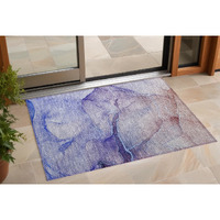 2' X 3' Blue and Brown Abstract Washable Non Skid Indoor Outdoor Area Rug