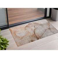 2' X 3' Taupe Abstract Washable Non Skid Indoor Outdoor Area Rug