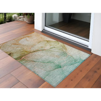 2' X 3' Teal Abstract Washable Non Skid Indoor Outdoor Area Rug