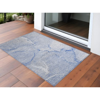 2' X 3' Blue Abstract Washable Non Skid Indoor Outdoor Area Rug