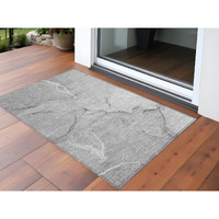 2' X 3' Gray Abstract Washable Non Skid Indoor Outdoor Area Rug
