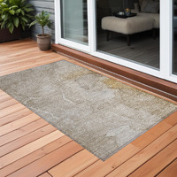 2' X 3' Beige Abstract Washable Non Skid Indoor Outdoor Area Rug