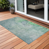 2' X 3' Teal Abstract Washable Non Skid Indoor Outdoor Area Rug