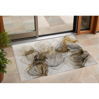 2' X 3' Brown Abstract Washable Non Skid Indoor Outdoor Area Rug
