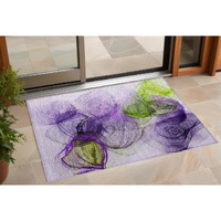 2' X 3' Purple Abstract Washable Non Skid Indoor Outdoor Area Rug