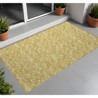 2' X 3' Gold Geometric Washable Non Skid Indoor Outdoor Area Rug