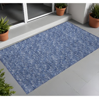 2' X 3' Navy Blue Geometric Washable Non Skid Indoor Outdoor Area Rug