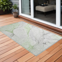2' X 3' Green Abstract Washable Non Skid Indoor Outdoor Area Rug