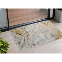 2' X 3' Brown Abstract Washable Non Skid Indoor Outdoor Area Rug