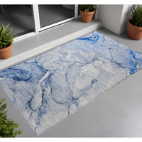 2' X 3' Navy Blue Abstract Washable Non Skid Indoor Outdoor Area Rug