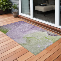 2' X 3' Purple Abstract Washable Non Skid Indoor Outdoor Area Rug