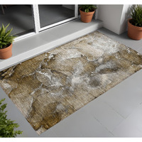 2' X 3' Brown and Gray Abstract Washable Non Skid Indoor Outdoor Area Rug