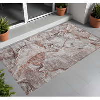 2' X 3' Gray and Red Abstract Washable Non Skid Indoor Outdoor Area Rug
